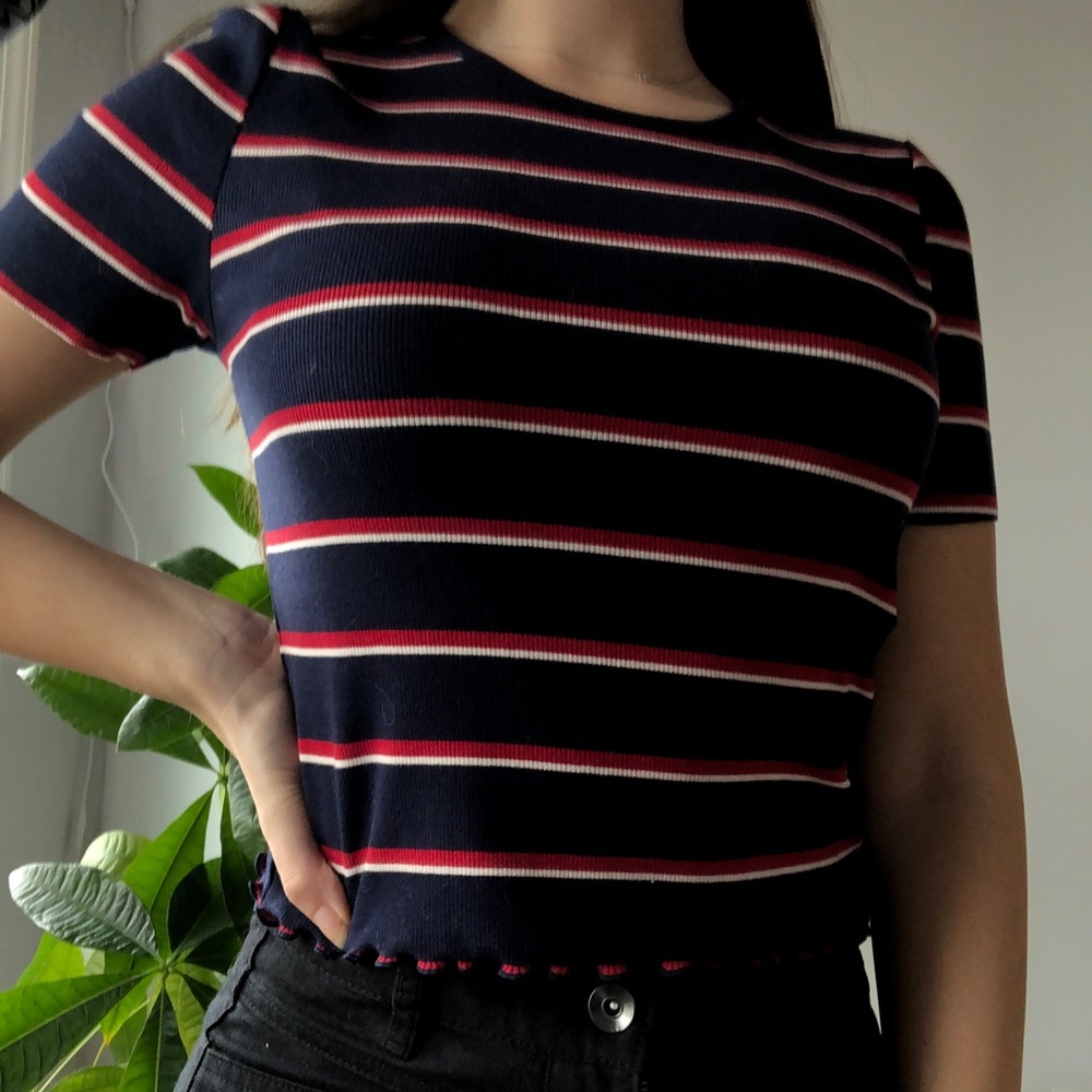 2 for $20 striped navy crop top